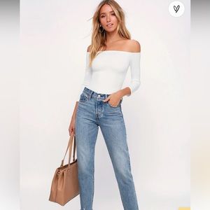 NWT Like a Bird White Off-the-Shoulder Bodysuit - M